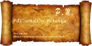 Pászkán Miletta névjegykártya